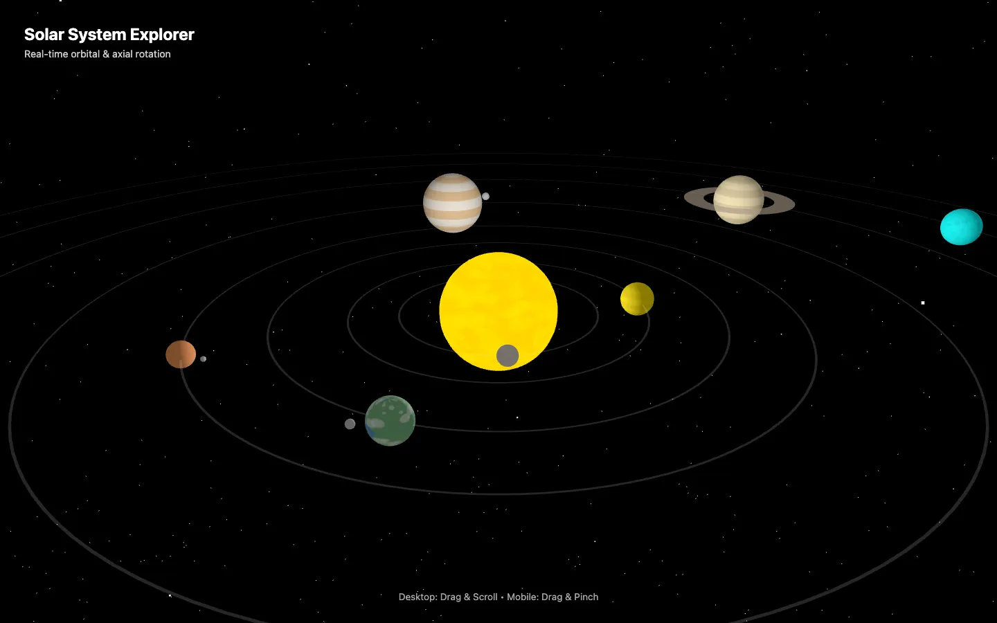 Interactive 3D solar system explorer
